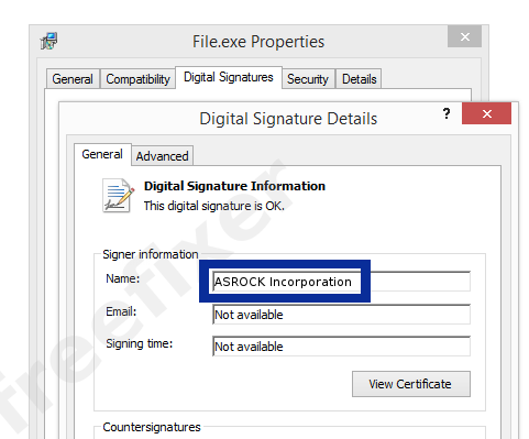 Screenshot of the ASROCK Incorporation certificate